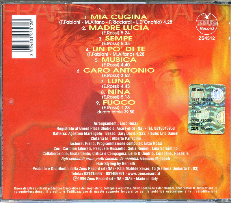 Ricciardi Franco - Fuoco Cd 8024631045126