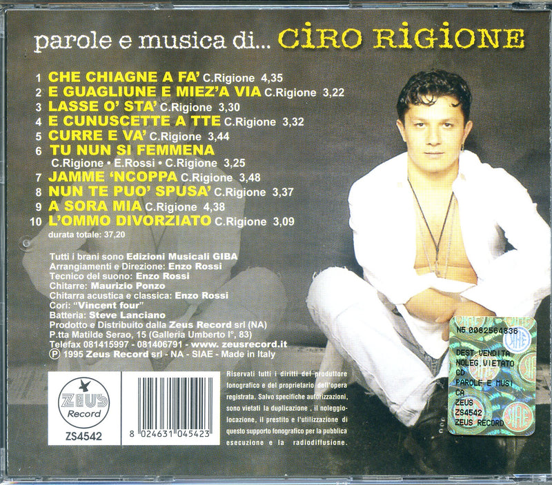 Rigione Ciro - Parole E Musica Cd 8024631045423