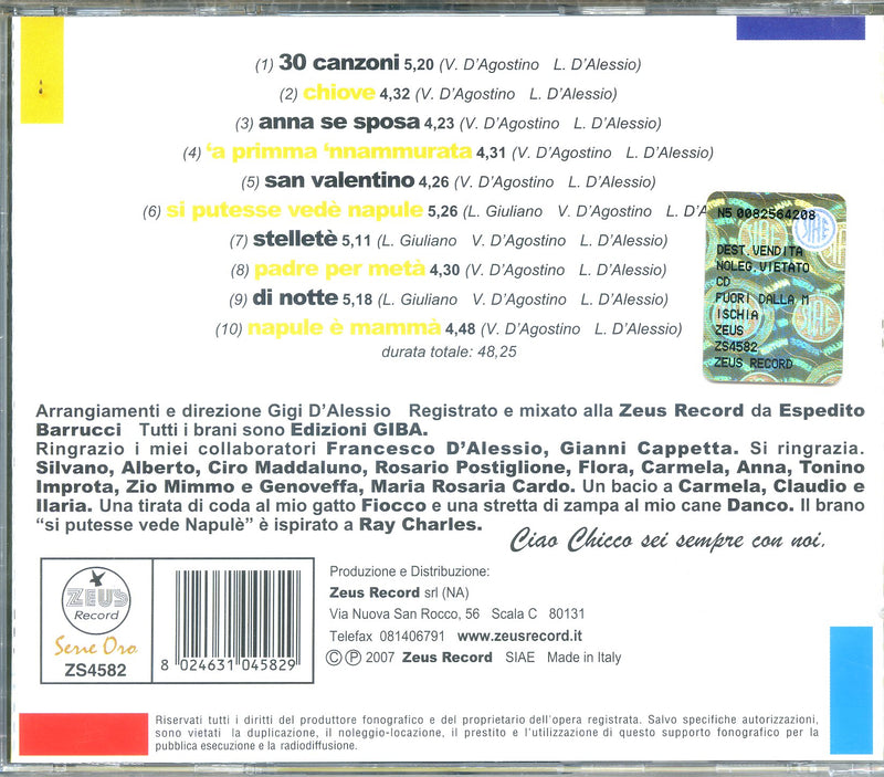 D'Alessio Gigi - Fuori Dalla Mischia Cd 8024631045829