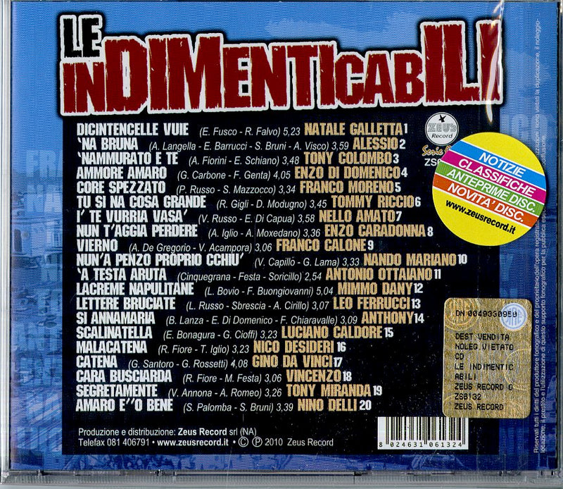 Compilation - Le Indimenticabili Vol.1 Cd 8024631061324