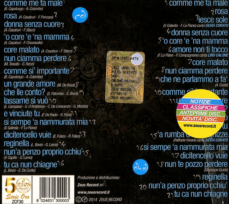 Calone Franco - Calone Prima E Dopo (Cd+Dvd) Cd 8024631300003