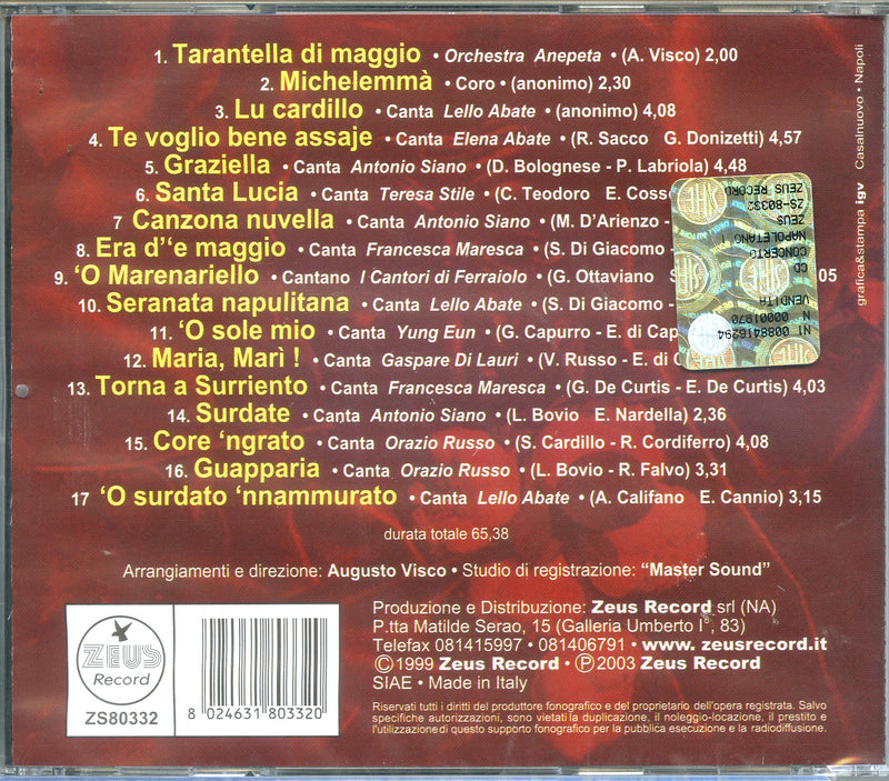 Compilation - Concerto Napoletano Vol.1 Orch.Anapeta Cd 8024631803320