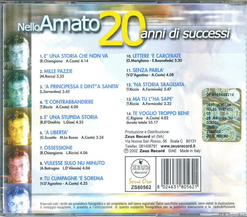 Amato Nello - 20 Anni Di Successi Cd 8024631805621