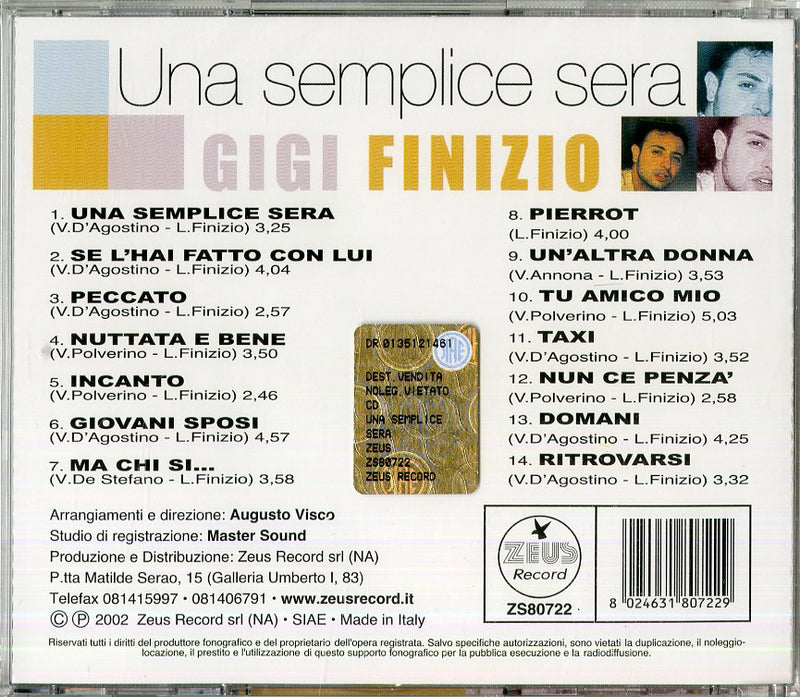 Finizio Gigi - Una Semplice Sera Cd 8024631807229