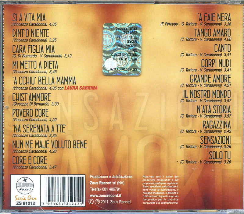 Caradonna Enzo - Sensazioni D'Amore Cd 8024631812124