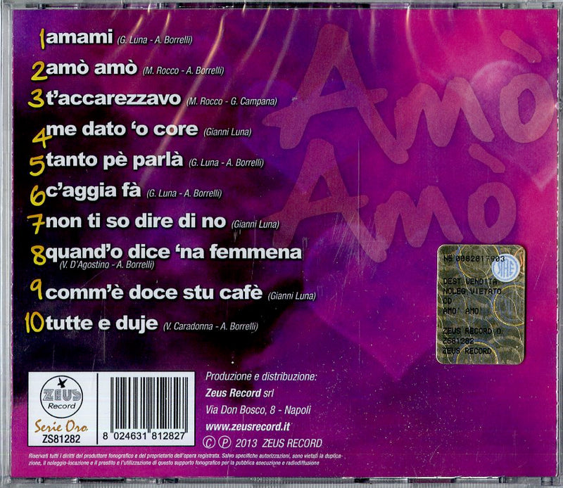 Nardi Mauro - Amo' Amo' Cd 8024631812827