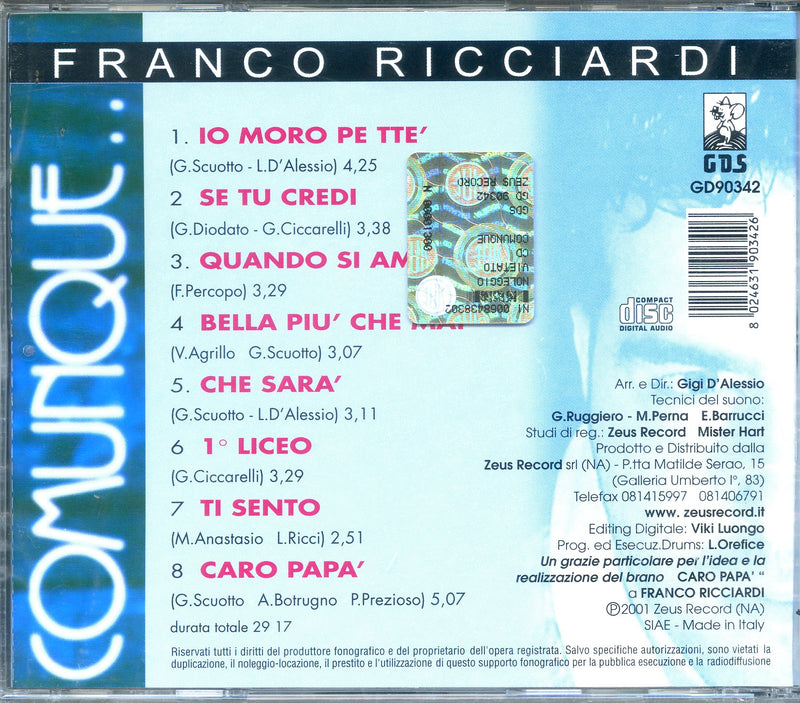 Ricciardi Franco - Comunque... Cd 8024631903426