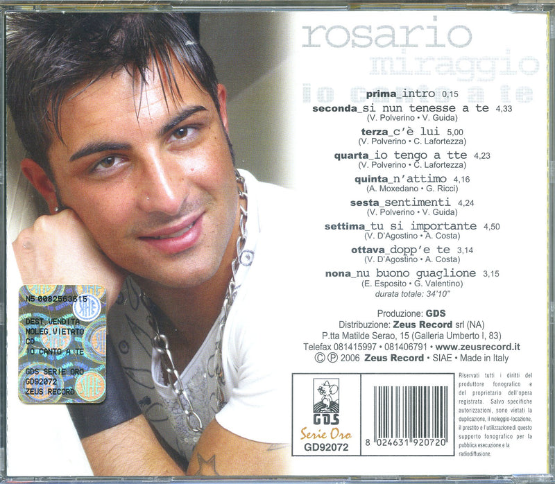 Miraggio R. - Io Canto A Te Cd 8024631920720