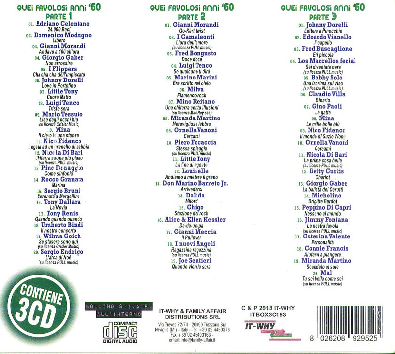 Compilation - Quei Favolosi Anni 60 - Italian Music Collection Cd 8026208929525