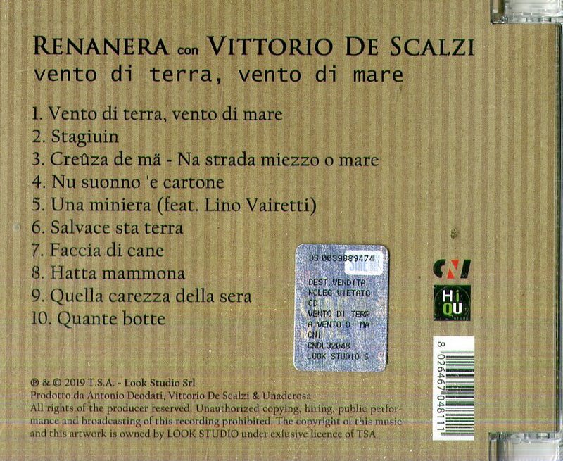 Renanera & De Scalzi Vittorio - Vento Di Terra,Vento Di Mare Cd 8026467048111