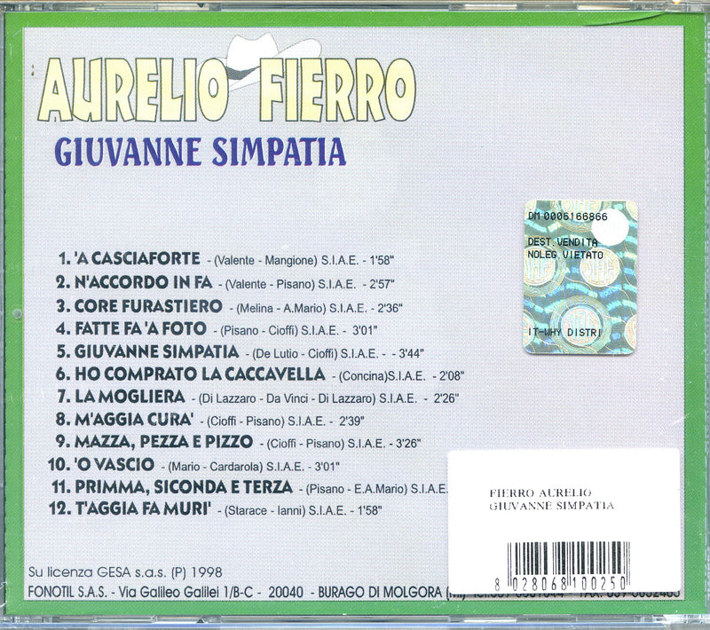 Fierro Aurelio - Giuvanne Simpatia Cd 8028068100250