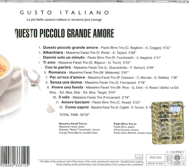 Farao' Massimo Trio - Questo Piccolo Grande Amore Cd 8028980333125