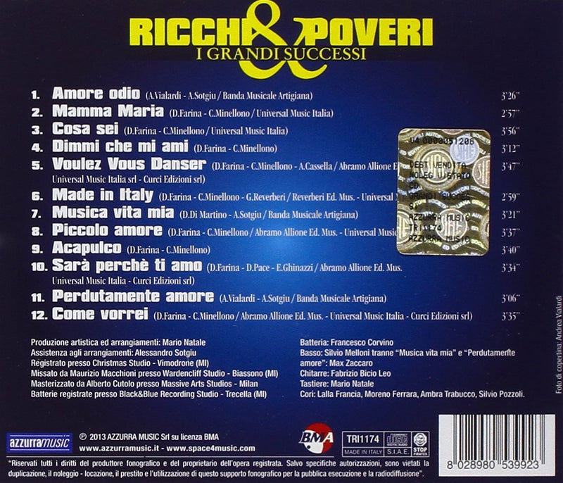 Ricchi E Poveri - I Grandi Successi Cd 8028980539923