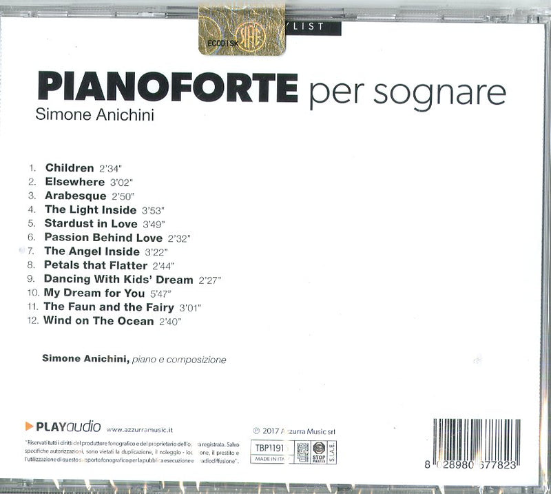 Anichini Simone - Un Pianoforte Per Sognare CD 8028980677823