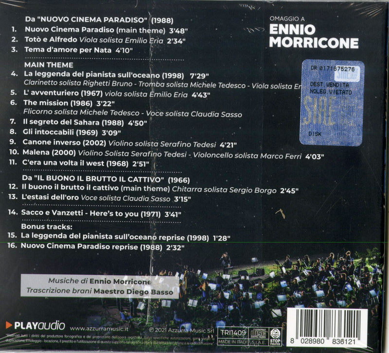 Basso Diego & Orchestra Ritmo Sinfonica Italiana - Ennio Morricone (Tributo Colonne Sonore) (Digipack) Cd 8028980836121