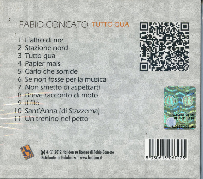 Concato Fabio - Tutto Qua Cd 8030615067275