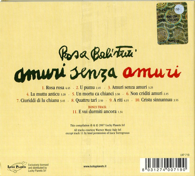 Balistreri Rosa - Amuri Senza Amuri CD 8031274007190