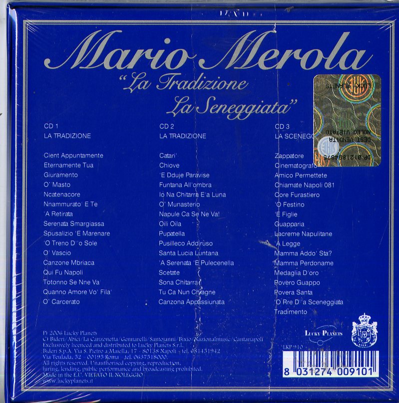 Merola Mario - La Tradizione-La Sceneggiata Cd 8031274009101