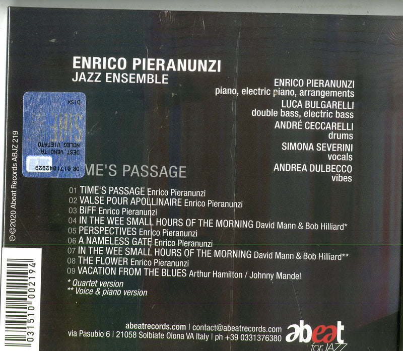 Pieranunzi Enrico Jazz Ensemble - Time'S Passage Cd 8031510002194