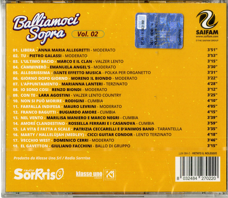 Compilation - Balliamoci Sopra Vol.2 Cd 8032484270220