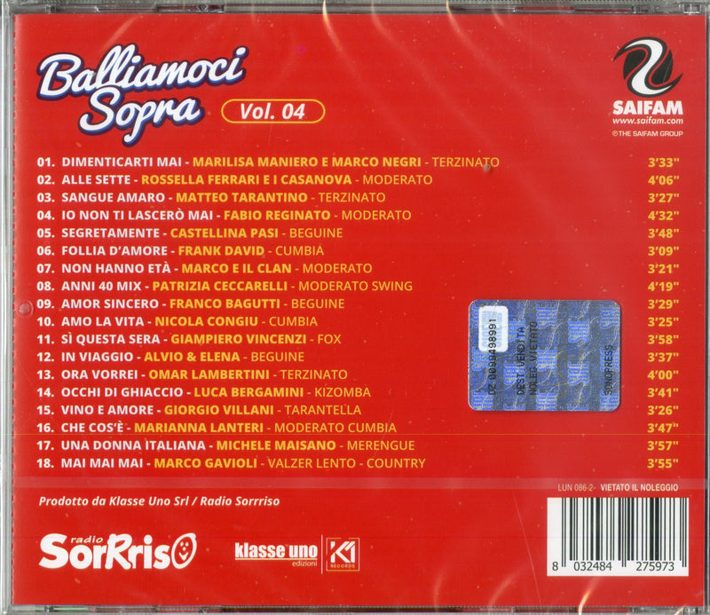 Compilation - Balliamoci Sopra Vol.4 Cd 8032484275973