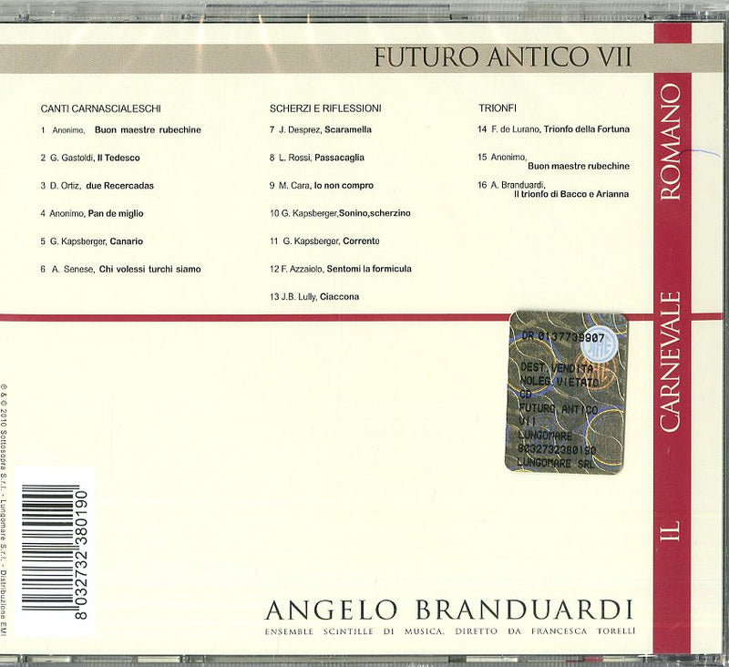 Branduardi Angelo - Futuro Antico Vii Il Carnevale Roma Cd 8032732380190