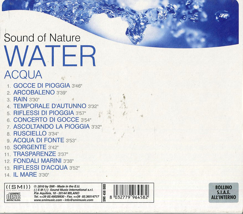 Compilation - Sound Of Nature, Water (Acqua) Cd 8032779964582