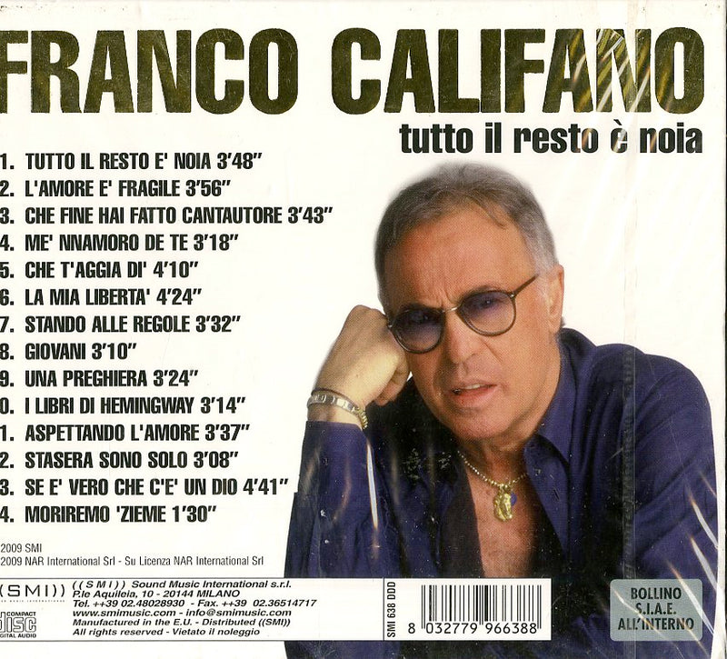 Califano Franco - Tutto Il Resto E' Noia Cd 8032779966388