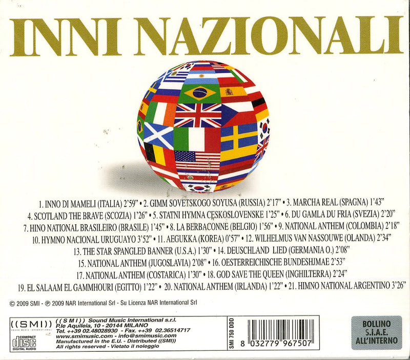 Compilation - Inni Nazionali (Versioni Originali) Cd 8032779967507