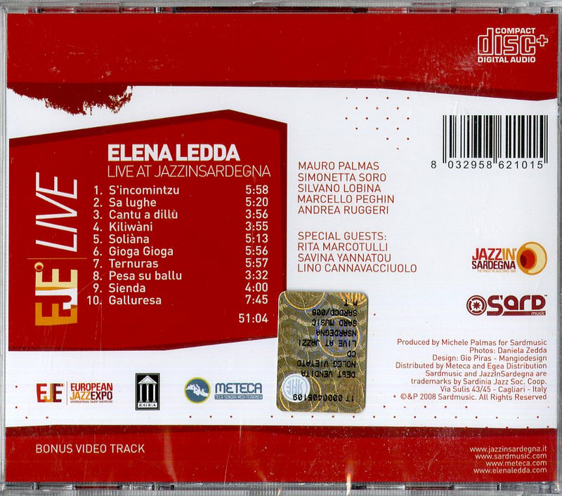 Ledda Elena - Live At Jazz In Sardegna Cd 8032958621015