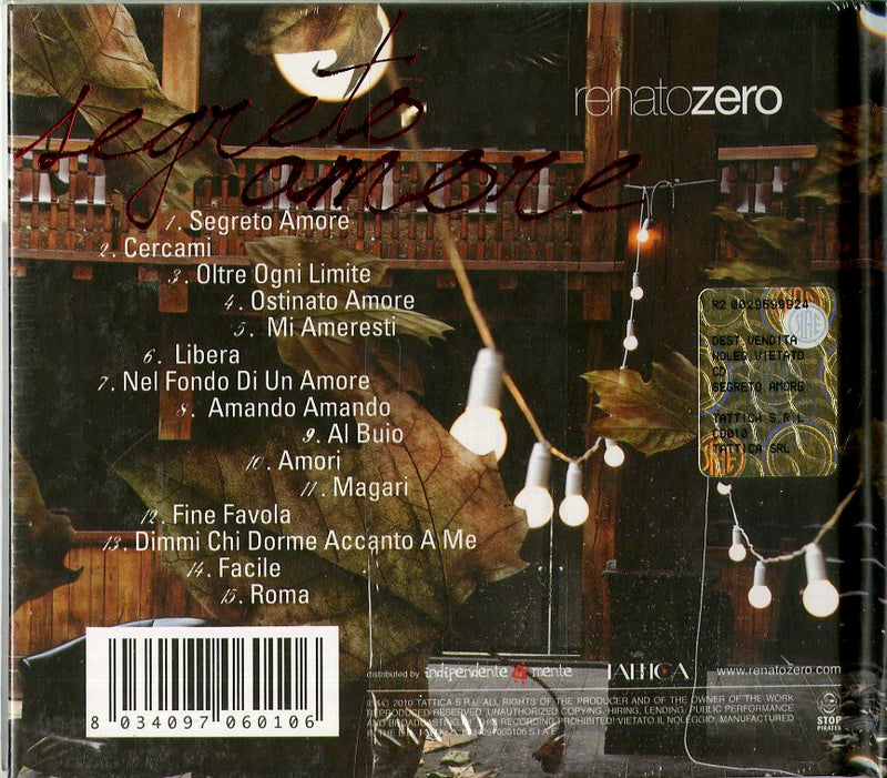 Zero Renato - Segreto Amore (Best+2-Inediti) Cd 8034097060106