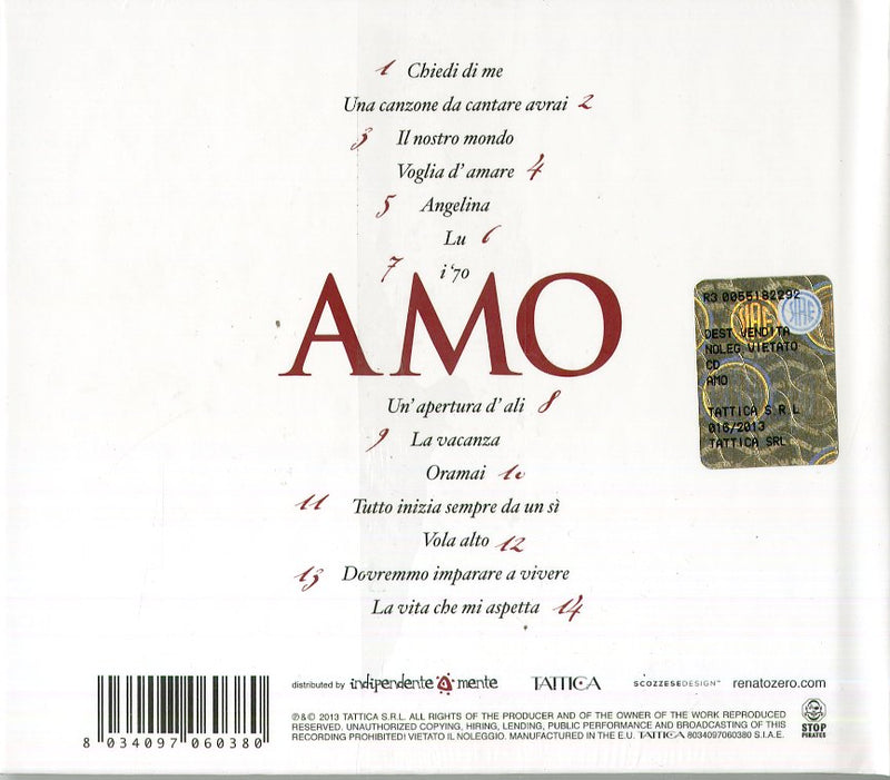 Zero Renato - Amo Capitolo I Cd 8034097060380