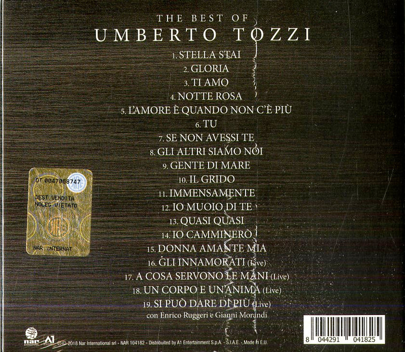 Tozzi Umberto - The Best Of Umberto Tozzi (Digipak) CD 8044291041825