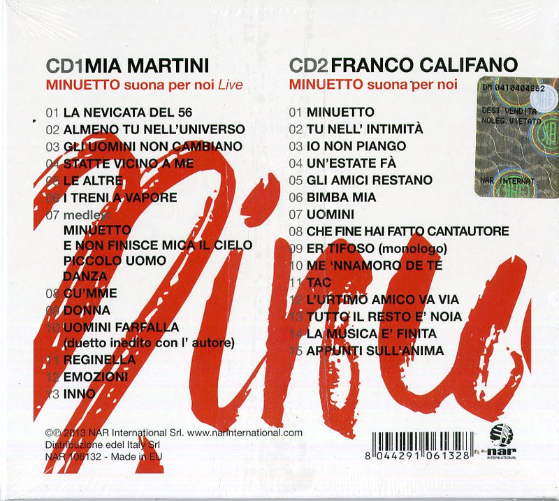 Martini, Califano - Minuetto Cd 8044291061328