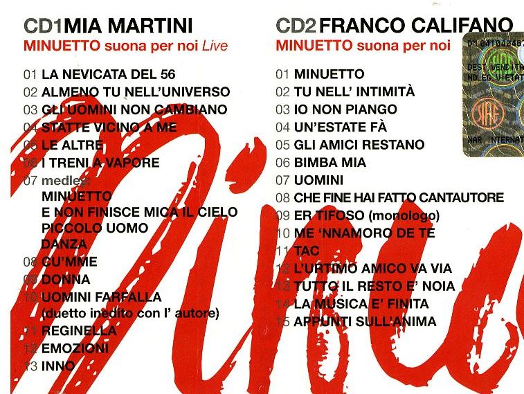 Martini, Califano - Minuetto Cd 8044291061328