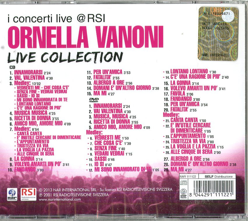 Vanoni Ornella - Live Collection (Cd+Dvd) Cd 8044291111221