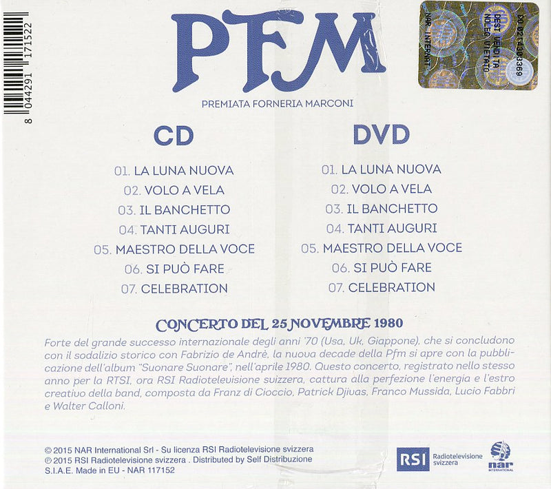 P. F. M. Premiata Forneria Marconi - Live@Rsi Cd 8044291171522