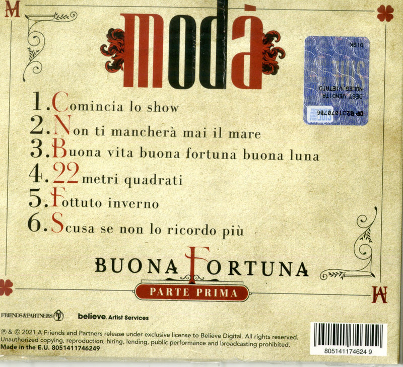 Moda' - Buona Fortuna Parte 1 Cd 8051411746249