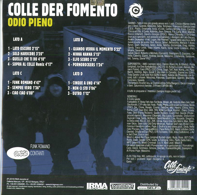 Colle Der Fomento - Odio Pieno (2 Lp + Poster) Lp 8053800841429