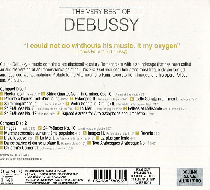 Debussy Claude - The Very Best Of CD 8054188380555