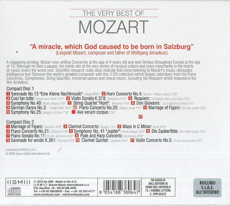 Mozart Wolfgang Amadeus - The Very Best Of CD 8054188380647