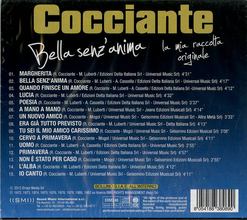 Cocciante Riccardo - Bella Senza Anima Cd 8054188380890