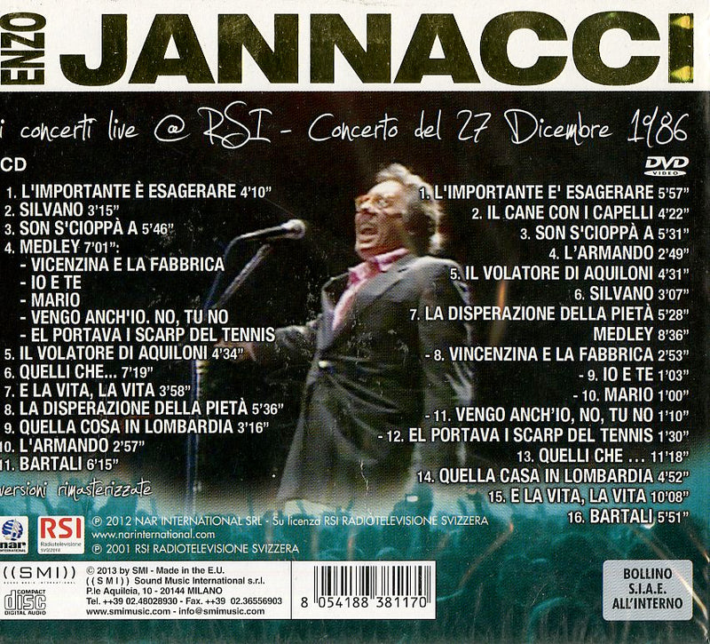 Jannacci Enzo - In Concerto (Cd+Dvd) Cd 8054188381170