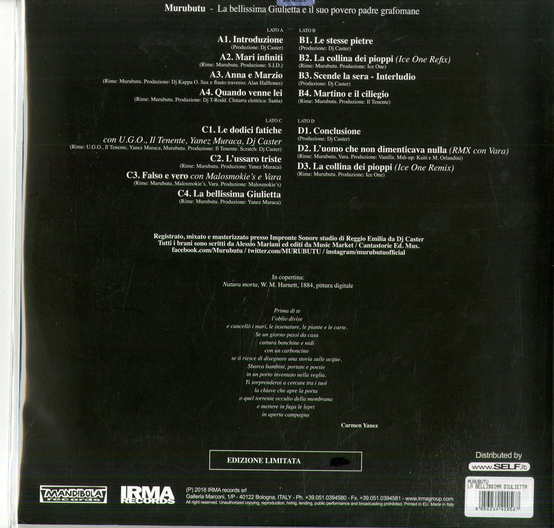 Murubutu - La Bellissima Giulietta (Vinyl Black) Lp 8056234420567