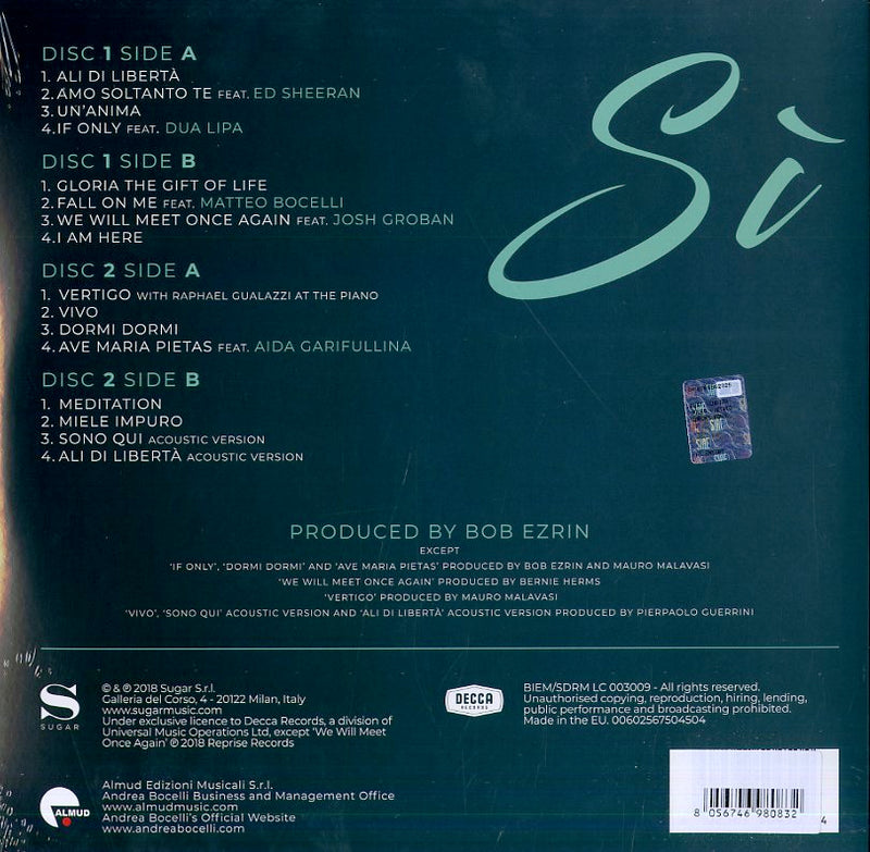 Bocelli Andrea - Si Vinile LP - Vinyl record 8056746980832