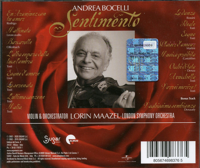 Bocelli Andrea - Sentimento (Remastered) Cd 8056746983765