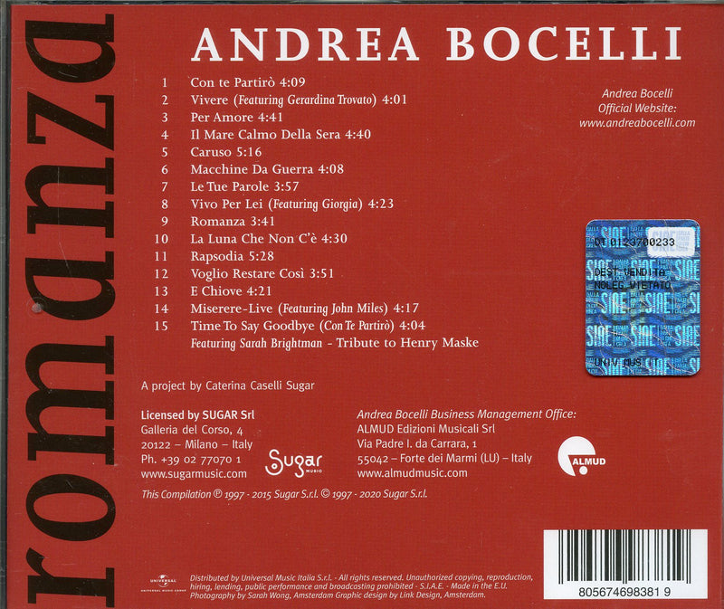 Bocelli Andrea - Romanza (Remastered) Cd 8056746983819