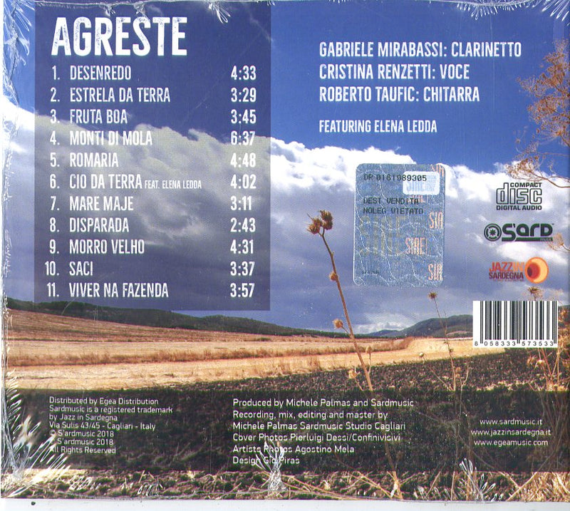 Mirabassi Gabriele, Renzetti Cristina, Taufic Roberto - Agreste CD 8058333573533