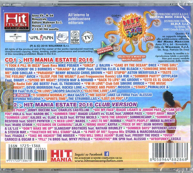 Compilation - Hit Mania Estate 2016 (2Cd) Cd 8058964882868