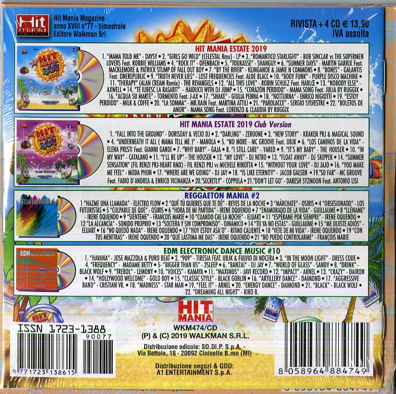 Compilation - Hit Mania Estate 2019 (Box 4 Cd + Rivista) Cd 8058964884749